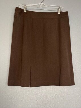Valerie Stevens Brown Pencil Skirt with Double Front Slits